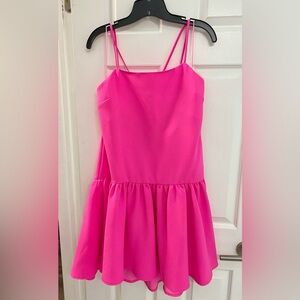 Drop Waist Pink Dress w/ Cross Back Straps